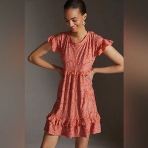 ANTHROPOLOGIE Ruffle Knit Mini Dress